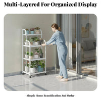 Three-Tier Plant Stand Mobile with 360° Wheels Three-Tier Rolling Planter Shelf Sturdy Duty Ventilated Shelves for Indoor, Patio