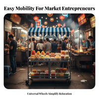 Folding Vendor Cart Easy Assembly Street Push Cart with Awning Versatile Use Foldable Market Stall for Vendors, Outdoor Events, Festivals, Craft Shows