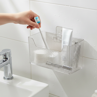Wall-Mounted Bathroom Mirror Cabinet Organizer with Drainage Holes, No-Drill Installation