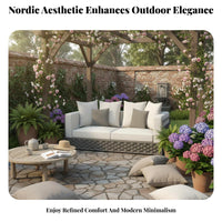 4 Pieces Nordic Design 4-Piece Rope-Woven Seating set Weather-withstandant Patio Conversation Set sturdy Frame Outdoor Furniture Soft paddings for Families, Homeowners, supportingyard, Porch, Balcony, waterfront area