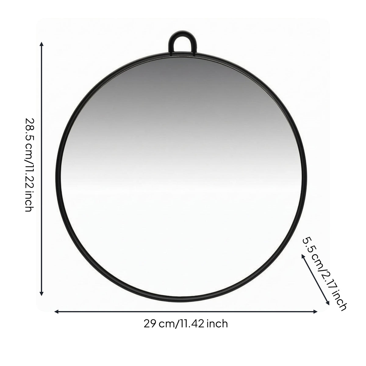 Round Makeup Mirror Glass Surface Vanity Accessory Solid Finish Room Decor