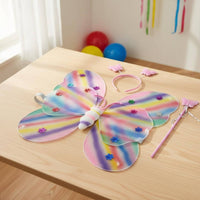 3 Pieces Glitter Accents Butterfly Costume Wings Wand Headband Butterfly Wings Set Party Supply for Halloween
