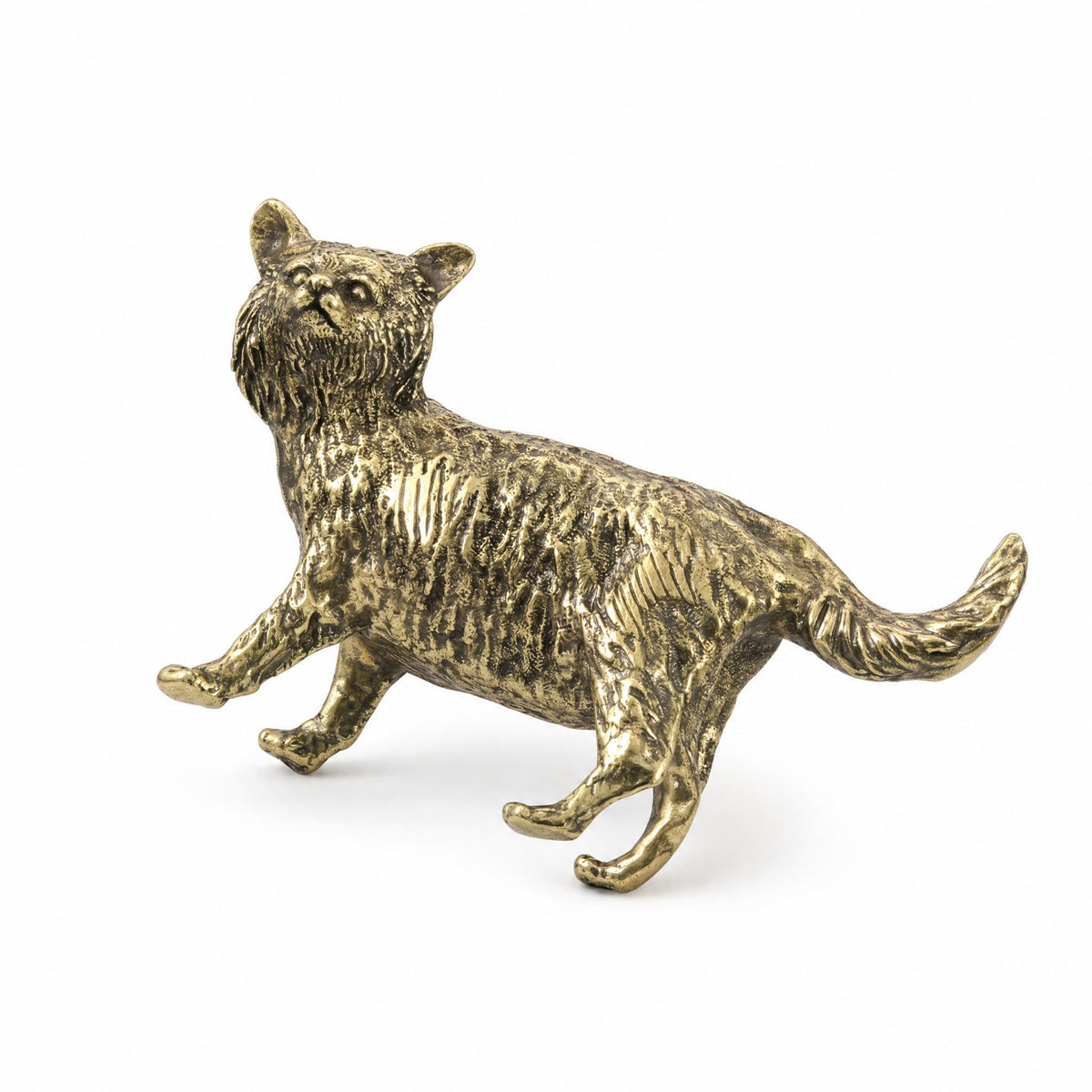Tea Pet Distressed Desktop Ornament Textured Brass Figurine for Shelf
