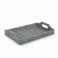 Slim Design Imitation Rattan Tray Rectangular Tray with Handles Versatile Trays Lightweight for Countertop, Bedside, Kitchen, Bathroom