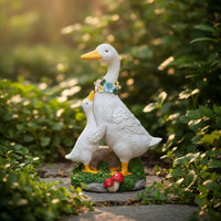 Duck Statue with Solar Light Resin Garden Statue Waterproof for Patio, Gardeners