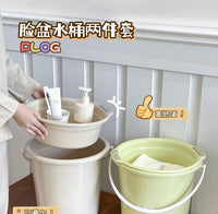 水桶家用大号加厚大容量塑料桶学生宿舍洗澡洗漱专用水桶脸盆套装 米色水桶18L【升级加厚款】