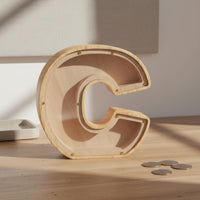 Decorative Wooden Letter Piggy Bank Educational Gift Alphabet Cash Box for Toddlers, Nursery, Bedroom, Desktop