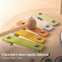 Wooden Percussion Table Pastel Accents Kids Musical Instrument Set Fine Motor Skills Children's Musical Toy Set