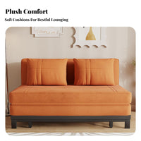 Armless Pull-extendable Sleeper 2-in-1 Design Pull-extendable Sleeper Sofa Space-Saving Loveseat Bed for partners, Students, Small Apartments, Balcony, Living Room