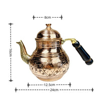 Domed Lid Artisanal Copper Teapot Curved Spout Tin-Lined Copper Teapot Floral Cookware Scroll Pattern