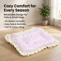 Cleanable Plush Pet Bed, Reversible Polyester Fiber Pet Mat, All Seasons Indoor Cushion for Animals & Cats