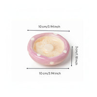 Easy to Clean Ceramic Bowl with Fungus Design Cute Hamster Bowl Gnaw-resistantResistant Food Dish Flat for Hamsters