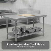 Anti-Rust Commercial Kitchen Prep Table Proof Stainless Steel Work Table High Load-Bearing Capacity Stainless Steel Workbench Easy to Clean for Restaurant Employees, Business Owners, Bakery, Cafeteria, Dining Hall, Warehouse