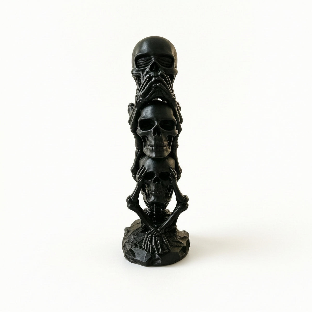 3D-Printed Stacked Skull Sculpture Spooky Skull Sculpture Compact Skeleton Ornament Decorative for Entryway