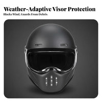 Shock Resistant Retro Full-Face Helmet Removable Washable Liner Carbon Fiber Motorcycle Helmet Breathable Safety Gear Quick Release Buckle for Cruiser Riders, Men, Women, Autumn Winter Riding, Daily Commute