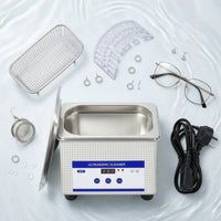 Sound Wave Cleaner with Basket Digital Sound Wave Cleaner Machine Stainless Steel Eyeglass Cleaning Machine for Jewelers, Hobbyists, Home, Workshop