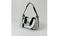 Glossy Rectangular Duffel Bag Detachable Strap PU Duffel Bag Front Flap Pocket