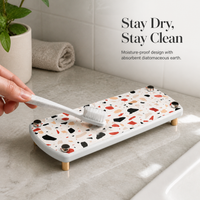 Diatomaceous Earth Absorbent Coaster Tray for Toothbrush Cups and Bathroom Storage