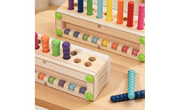 Hand-Eye Coordination Wooden Caterpillar Toy Fine Movement Skills Cylinder Peg Game Interactive Color Stack Toy Sensory Play for Preschoolers, Kids, Toddlers, Kindergarten, Classroom