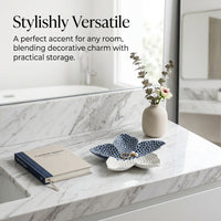 Bathroom Decor Trinket Dish with Glazed Finish, Coastal Room Jewellery Tray for Keys and Accessories, High Temperature Ceramic Decorative