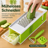 Multifunctional Vegetable Slicer with Container, Modern Vegetable Grater Made of 430 Stainless Steel, 4-Sided for Julienne, Slicing, Shredding, Chopping