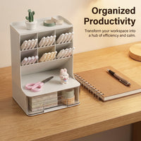 Desk Organizer with Drawer, Angled Pen Holder for Office Desktop Storage, Pencil for Students, Rectangular Stationery