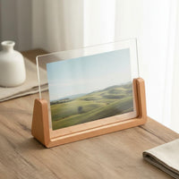 Freestanding Design U-Shaped Wood Base Photo Frame Easy to Use Frameless Picture Holder for Desk Decor