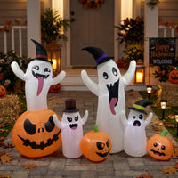 Lighted Inflatable Ghost with Pumpkins Outdoor Inflatable Jack-O'-Lantern Spooky Inflate Yard Decor Giant for Lawn