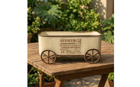 Distressed Tabletop Cart Planter Decorative Metal Cart Planter Old-Fashioned Plant Holder Multi-Purpose for Decorators