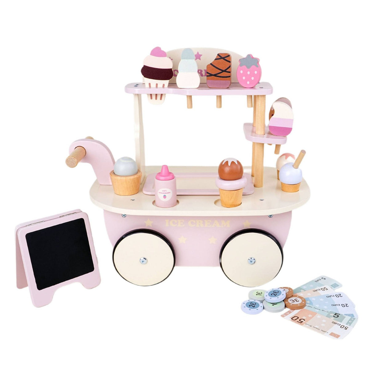 Ice Cream Role Play Cart Colorful Wooden Ice Cream Cart Educational Plaything for Kids