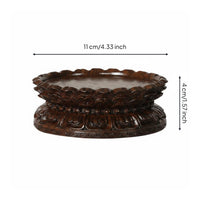 Solid Wood Wooden Lotus Pedestal Oriental Design Lotus Pedestal Raised Design Buddha Statue Stand Polished Finish for Buddhists, Prayer Room, Temple