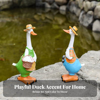 Cute Design Duck Statue Detailed Craftsmanship Resin Duck Figurine Rustic Charm for Gardeners, Balcony, Garden, Pondside