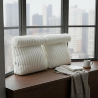 Removable Washable Cover Velvety Reading Cushion with Headrest Ergonomic Design Triangular Headboard Pillow Multipurpose Bed Rest Back Support Cushion High-Density Filling for Students, Gamers Women, Bay Window, Sofa, Floor