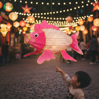 Waterproof Chinese Koi Light Luminous Koi Shaped Lantern 3D Shape Outdoor Lighting Sunproof for Festival, Restaurant