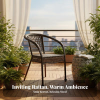 Breathable Weave Woven Tub Chair Handwoven Accents Armchair High Load-Bearing Outdoor Furniture Ergonomic Design for Seniors, Garden Enthusiasts, Homeowners, Balcony, Patio, Backyard, Living Room