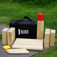 Wooden Kubb Game Set with King and Soldiers for Lawn Outdoor Team Building