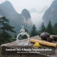 Traditional Chinese Attire Hair Accessory Set Detachable Ribbons Ancient Design Hairpin and Crown Set Chinese Hair Coronet