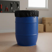 Round Barrel Cover Black Round Drum Lid Protector Drawstring Closure Outdoor Storage