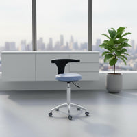 Ergonomic Medical Stool with Backrest Rolling Casters Adjustable Oral Assistant Stool Modern Minimalist Style Swivel Tooth Doctor Chair with Wheels