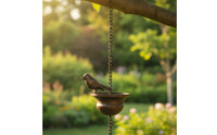Bird Rain Chain Hanging Rain Chain with Bird Cups Outdoor Downspout Substitute for Gutter, Garden