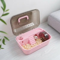 Transparent Hamster Cage with Handle, Luxury Acrylic Hamster Habitat Made of Synthetic Resin, Portable Outdoor Hamster Cage for Transparent Viewing