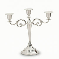 Tabletop 3-Arm Candelabra Scrollwork Candelabra with 3 Arms Weighted Triple Candle Holder Elegant for Brides, Dinner Parties