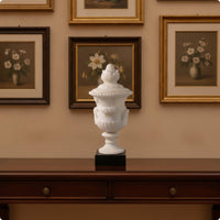 Vase with Lid Ornate Vase with Pedestal Antique Classical Looking Urn for Homeowners, Grand Lobby