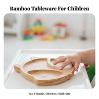 Cartoon Wooden Food Tray Animal Shaped Plate Child Divided Plate for Young Children, Parents, Mealtime, Kitchen, Dining Table