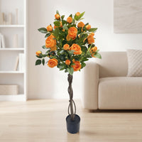 Artificial Rose Tree Decorative Artificial Rose Topiary Tree Compact for Entryway