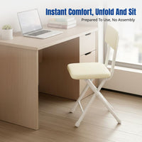 Portable Folding Chair, Leather Backrest, No Assembly, Home, Balcony, Training