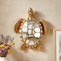 Creative Gold Resin Sea Turtle Wall Decor with Mirrored Glass