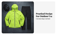 Lightweight Raincoat Set Breathable Two-Piece Rain Suit Portable 2 Piece Waterproof Suit for Cyclists, Hikers, Biking, Camping, Rainy Days
