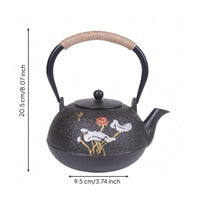Cast Iron Tea Kettle Floral Pattern Decorative Tea Kettle Textured