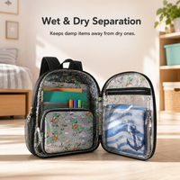 Kids Cartoon Print Transparent PVC Backpack for School and Casual Use